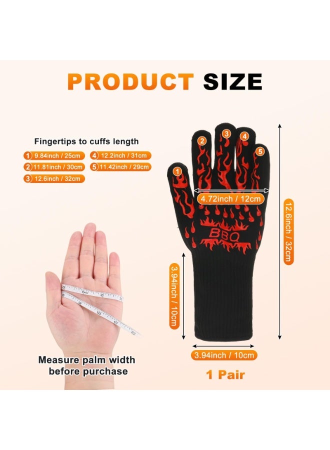 بي بي كيو 1-زوج من قفازات الشواء، قفازات شواء مقاومة للحرارة حتى 1472 درجة فهرنهايت ومقاومة للانزلاق للشواء/الخبز/الطهي [مقاس متوسط، أحمر] - Image 3